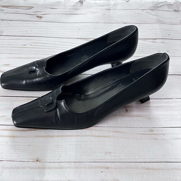 Stuart Weitzman Black Leather Pumps Women’s Size 10 - Picture 8 of 14